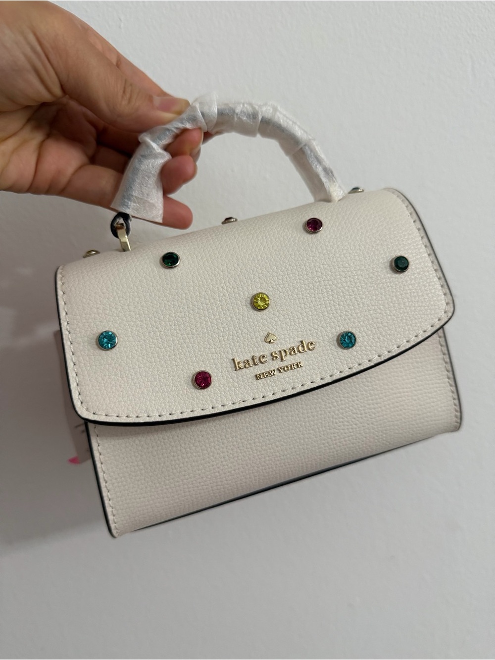 Kate Spade Darcy Micro Satchel Bag with Multicolor Gem Studs